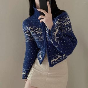 Women's Knits South Korea Autumn And Winter Vintage Age Reduction Stand Collar Heavy Jacquard Waxy Ji With Warm Knit Sweater Coat