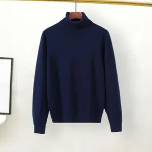 Camisolas masculinas Homens Flexível Cuff Sweater High Neck Turtleneck Pulôver para Cor Sólida Knitwear Outono Inverno Longo Estrangeiro