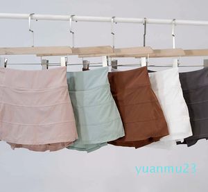 Lul saias de cintura alta vestido de tênis yoga skort secagem rápida saia plissada correndo esportes saia shorts feminino vestido com bolsos mulher senhora