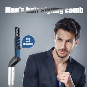 Hair Straighteners Men's Multi Functional Combing Fixed Fluffy Roll Straight Personal Care Electric Brush Beard Fashion Modeling Tooll 231204