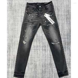 Jeans masculinos quatro estações casual all-match roxo marca de alta qualidade broca lateral magro estiramento calças 23ss moda denim calças