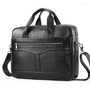 Valigette 2023 Borsa per documenti durevole in vera pelle da uomo Custodia per testa Strato di pelle bovina Casual Multifunzionale Borsa a tracolla portatile