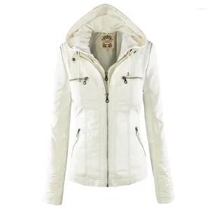 Jaquetas femininas Gótico Faux Jaqueta de Couro Mulheres 2023 Hoodies Inverno Outono Motocicleta Preto Outerwear Slim Fit Casacos Básicos Feminino