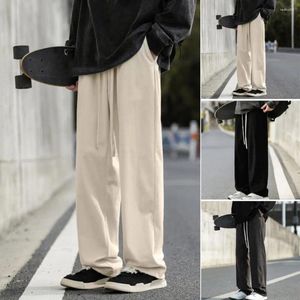 Men's Pants Men Casual Sweatpants Cozy Stylish Winter Wide Leg Elastic Waist Deep Pockets For Comfort