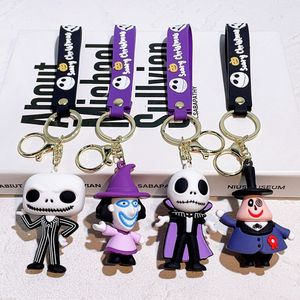 Christmas Eve Pumpkin Man skeleton cartoon character key chain men women exquisite party gift bag pendant black car key chain