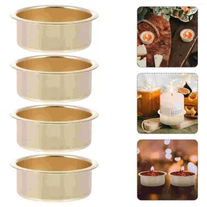 Candle Holders 4 Pcs Metal Cup Simple Candleholder Circle Candles Cups Travel Containers Desktop Round Mini Candleholders