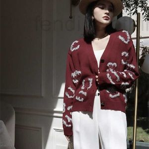 Women's Knits & Tees Designer Brand Fashion 23 Year Early Autumn New Handicraft Workshop Metal Wire Letter Jacquard Knitted Cardigan 2AEW