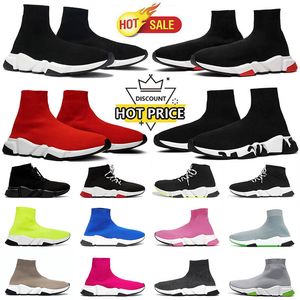 top fashion loafers sneakers socks shoes 17fw vintage old black white plate-forme speed trainer 1 beige graffiti 17fw paris sock boots mens women runners