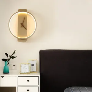 Wall Lamps LED Clock Lamp Indoor Lighting For El Bedside Bedroom Simple Stairs Living Room Decoration Modern Light Fixture