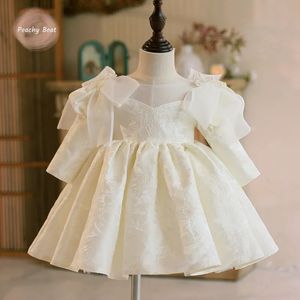 Mädchen Kleider Mode Baby Mädchen Prinzessin Bogen Perlen Kleid Langarm Säugling Kleinkind Kind Vestido Hochzeit Party Geburtstag Kleidung 12M 14Y 231204