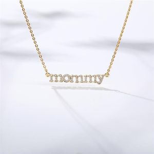 New Personalized mommy Letter Zircon Necklace & Pendant For Women Crystal Choker Chain Jewelry Mother's Day Birthday Gif340n