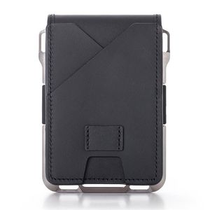 Moda RFID aluminiowa metal oryginalne skórzane portfele bifold dla mężczyzn w Id Bank Uchwyt karty Slim Portfel przedniej kieszonkowy Case254H