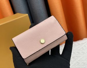 Womens Designer Key Wallets Luxurys Embossed Bolsa Clássica Flor Carta Titular de Cartão Curto Senhoras de Alta Qualidade Moda Seis Saco Chave com Caixa Original