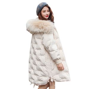 Large fur collar down cotton jacket women's mid-length plus size Korean version thickened tide loose cotton jacket hooded winter jacket