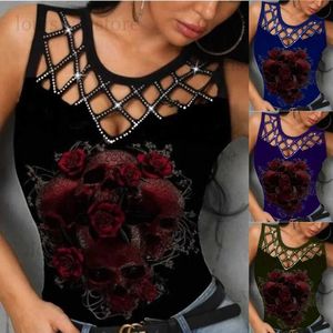 Women's Tanks Camis Summer New Women's T-Shirt Camouflage Print Sleeveless Fit Fashion V-Neck Lace Sexy Fashion Casual Women's Clothing T231204