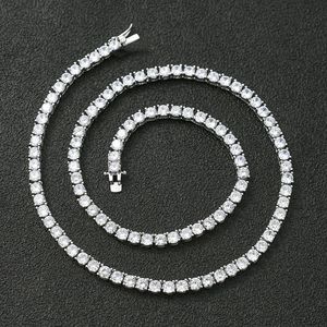 41 45 50 55cm 925 Sterling Silver Choker Tennis Necklace 3mm 4mm Zirconia Stones Chain Halsband för kvinnors engagemang bröllop del306p