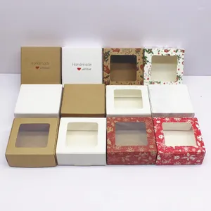 Подарочная упаковка, 10 шт., бумажная коробка для подарков, 7,5x7,5x3 см, белая, сделай сам, рождественское окно, конфеты, свадебные сувениры, ювелирные изделия, упаковка для вечеринок