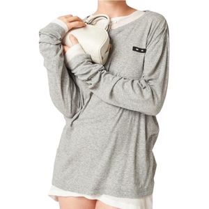 24ss pamuklu kadın tasarımcı bluz sweatshirts üstler kızlar milan pist üst düzey lüks marka tasarımcısı tişört uzun kollu nervürlü jersey bluz dışarısı