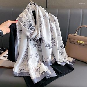Scarves 2023 Autumn Winter Fashion Scarf Women 180 90cm Print Large Size Imitated Silk Outdoor Windproof Soft Shalw Lady Hijab