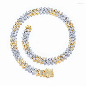 Ketten 14mm Gold Silber 2Ton Farbe Thorn Miami Cuban Chain Choker Halskette für Männer Frauen Iced Out Gepflasterte CZ Steine Hip Hop Rock Schmuck