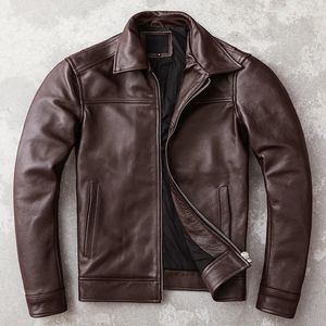 New Casual Real Cowhide Genuine Leather Jacket Mens Slim Clothes Spring Autumn Men's Cow Leather Jackets Clothing Asian Size 6XL