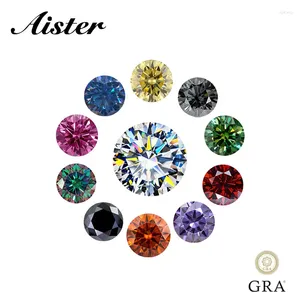 Pedras preciosas soltas preto vermelho azul amarelo verde roxo rosa cinza moissanite pedra com certificado arco e flecha diamantes redondos