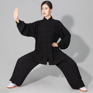 Kampsport Tai Chi Solid Cotton 6 färger Högkvalitativ Wushu Kung Fu Kläder Kids Vuxen Wing Chun Suit 231204