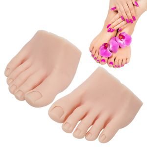 Unhas falsas prática modelo de pé falso silicone macio portátil profissional reutilizável modelo de pé de arte de unha para tatuagem pedicure 231204