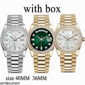 Roiex zegarki Daydate nadgarstka zegarek AAA Diamentowe zegarki Męskie Women Watch Day Data Automatyczne designerskie zegarek Rozmiar 40 mm 36 mm 904L Bransoletka ze stali nierdzewnej S HB65