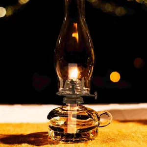 Portable Lanterns Brass Fittings Kerosene Lamp Holder Oil Replacement Wick Glass Tube Wrought Iron