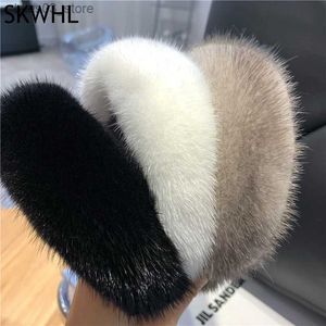 Headwear Hair Accessories 2023 Hot Sale New Women's Luxury Winter 100% Mink Fur Headband High Quality Real Fur Hair Band La Fashion Hair Hoop Q231204