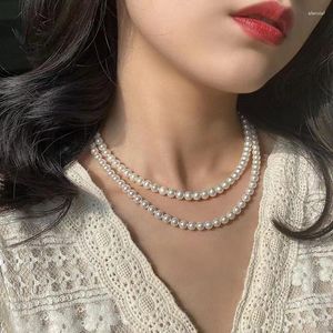 Choker 14K Gold-Plated Pearl Necklace French High Sense Light Luxury Minority Temperament Clavicle Chain