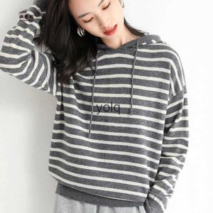 Frauen Hoodies Sweatshirts Frauen Oice Dame Lose Mantel Warme ien Gestreiften Gedruckt Pullover 2023 Herbst Winter Femal Casual Cloesyolq