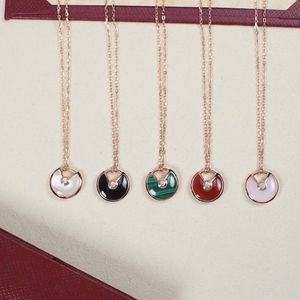 Luxury Pendant Necklace Copper Round Amulet Brand Designer Charm Chain Choker For Women Jewelry With Box