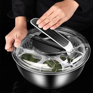 Garrafas de água Desidratador de salada de grande capacidade Multifuncional Spinner Aço inoxidável Legumes Frutas Secador Máquina de lavar e secar 231204
