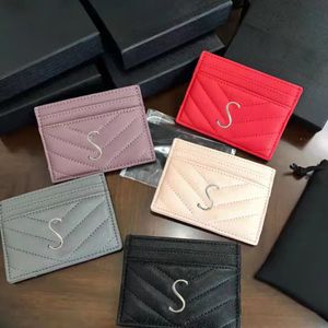 Hochwertige schwarze Lambskinder -Leder -Geldbörse -Kartenhalter Luxurys Designer Brieftaschen Männer Frauenhalter Mode Münzversand Kredit Mini Wallet Taste Innenraum Slot