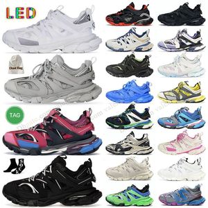 Designer Track Led 3 3.0 LED Spor Sneaker Luxury Marka Ayakkabı Erkek Kadın Tracks LED 2.0 Üçlü Beyaz Siyah Gri Deri Naylon Baskılı Platform Eğitimcileri Koşucular 7.0 Sneakers