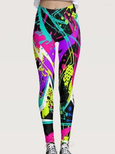 Damen-Leggings, Fitness-Leggins, hohe Taille, buntes Graffiti, bedruckt, sexy Gym, Frauen, Bleistifthose, Push-Up, Jogging, Workout, elastische Strumpfhosen