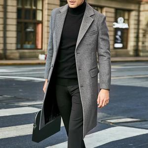 Men's Jackets Winter Coat Men Fashion Lapel Collar Long Sleeves Vintage Warm Thicken Medium Comfortable Wool Clothes For 2023