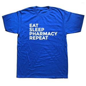 Men's T Shirts Funny Eat Sleep Pharmacy Repeat Graphic Streetwear Short Sleeve Harajuku Technician Pharmacist Gift T-shirt