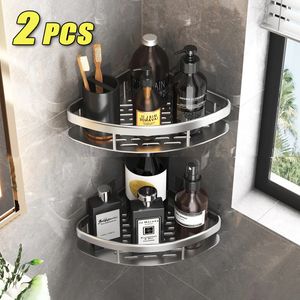 Bathroom Shelves Bathroom No-Nail Shelf Shower Corner Shelf Aluminum Shampoo Shelf Shower Organizer Bathroom Accessories 231204