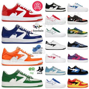 Bapestar Sta Casual Shoes Designer Star Shoes OG ORIGINAL A Bathing Ape Mens Womens Patent Läder Röd Vit Blue Platform Trainers SK8 Loafers Outdoor Sneakers 36-47