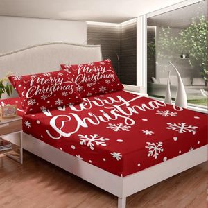 Bedding sets Snowflake Fitted Sheet Merry Christmas Set Full Size for Kids Girl Room Decor Xmas Cartoon Bed Sheets 231204