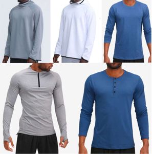 Erkek Kıyafet Hoodies T Shirt Yoga Hoody Tshirt Lu Lu B Spor Yükseltme Kalçaları Giyim Elastik Fitness Tayt Lulülemenler Zayıflama Trendi