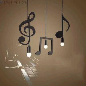 Nocne światła A-Z słów muzyka postać e27 kreatywna czarna lampa wisiorka LED do baru w sypialni wisiorka oświetlenie YQ231204