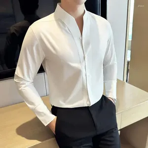 Camicie casual da uomo Camicia sexy con scollo a V di alta qualità Autunno manica lunga Slim Business Dress Temperamento Camicetta da smoking sociale M-3XL