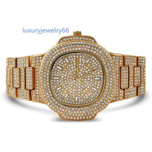 Custom Iced Out VVS Moissanite Watch Case Men's Luxury Gold Plated Stainless Steel Diamond Quartz Watch