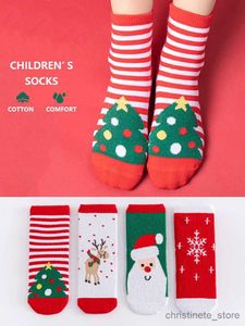 Kindersocken LJMOFA 1 Paar Baumwolle Winter Baby Mädchen Jungen Kinder Socke Neujahr Kinder Schneeflocke Elch Weihnachtsmann Weihnachten Warme Socken C193 R231204