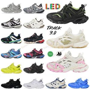 Original Designer Track 3 LED 3.0 Paris Shoes мужские женские треки со светодиодной подсветкой Тройной белый черный Кроссовки Tess.s. Gomma Leather Trainer Нейлоновые оранжевые кроссовки на платформе с принтом