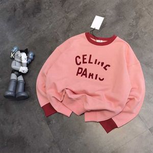 Women's Hoodies & Sweatshirts Designer Brand Color Contrast Letter Pink Sweater Korean Edition Loose Straight Tube Thread Loop Cotton Drop Shoulder FYIU